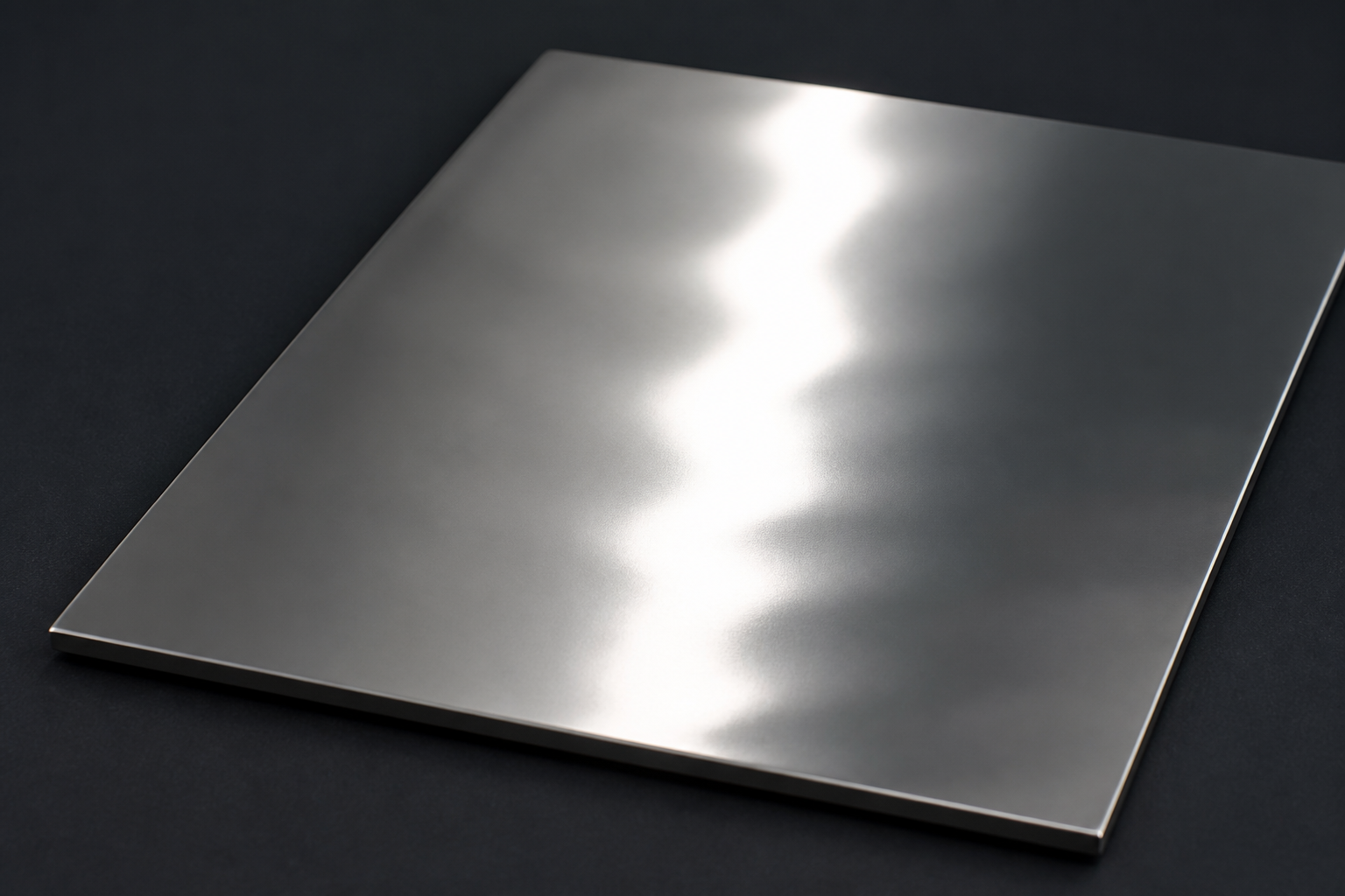 Bright metal surface with a wavy light reflection showing incomplete optical smoothing.